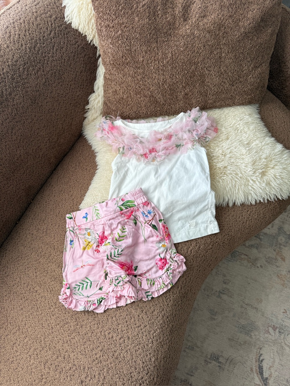 Monnalisa Floral Top and Shorts Set